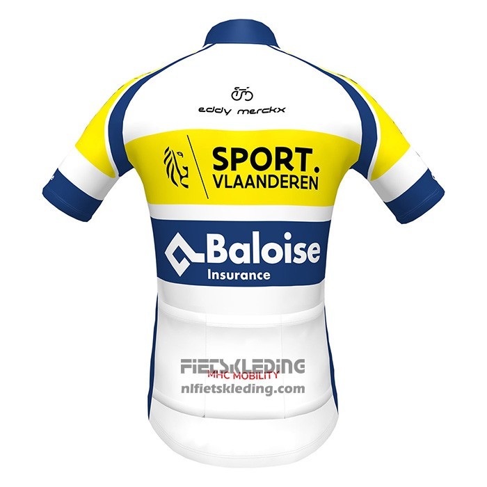 2022 Fietskleding Sport Vlaanderen-baloise Blauw Geel Lange Mouwen en Koersbroek